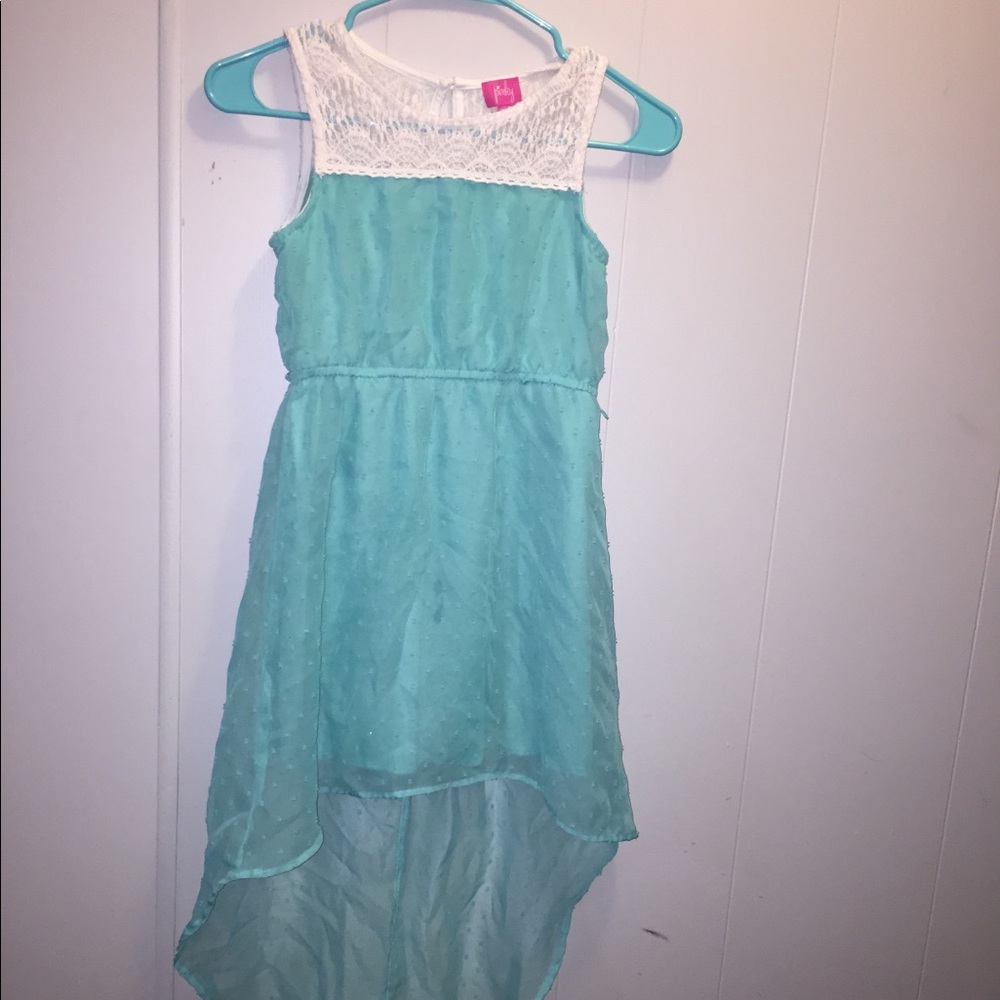 Teal train dress